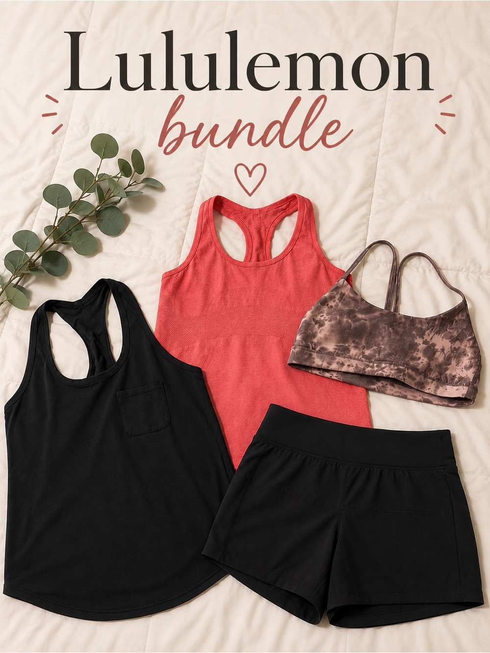 Lululemon Activewear Bundle – Size 6/8 – Pace Skort, Flow Y Bra & 2 Tanks Lot